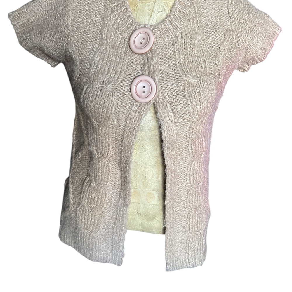 Cache Tan Cardigan Short Sleeve Sweater